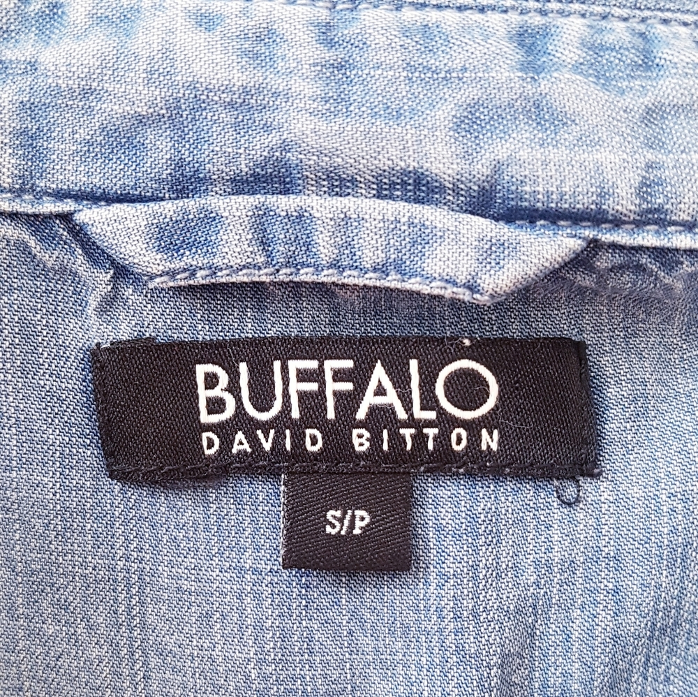 BUFFALO Blue Faded Front Button Denim Shirt - Picture 7 of 10